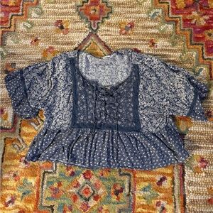 American Eagle Outfitters Blue Paisley Top